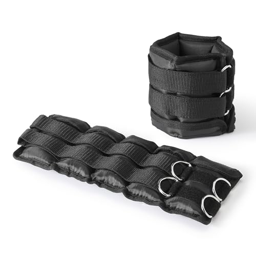 Amazon Basics Adjustable Ankle Weights, 2.26 kg Set (1.13 kg Each), Black