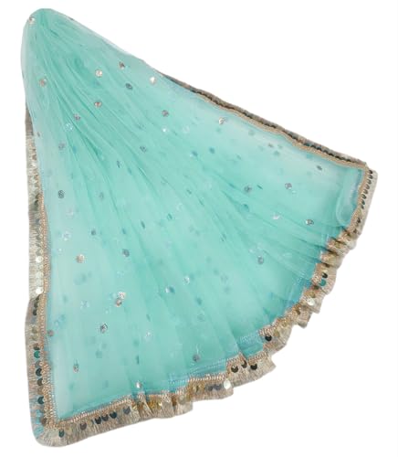 Image of Navti Creations Women's Lightweight Net Dupatta With Sequence Embroidery & Kiran Border (Length 2.25m)