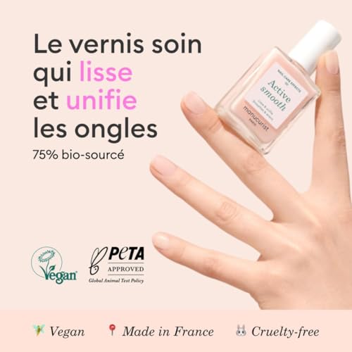 Manucurist Active Smooth 00 - Vernis à Ongles Soin Reparateur Lissant Bio-Sourcé Fini Voile Rosé - Vernis a Ongle Lisseur, Durcisseur Ongles, Vernis Nude - Soin Ongles Abimes - Fortifiant Ongles – Image 3