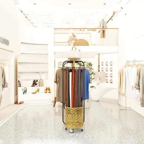 Soporte giratorio de 360 grados para cinturón con ruedas, organizador de bufandas resistente para exhibición al por menor, accesorio de armario para hombre que ahorra espacio, fácil montaje
