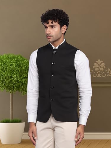 Image of ROCKSY Nehru Jacket, Bandi Modi Koti for Men, Cotton Waistcoat for All Occasion: Wedding, Diwali, Wedding, Ethnic, Office Party, Formal and casual Look