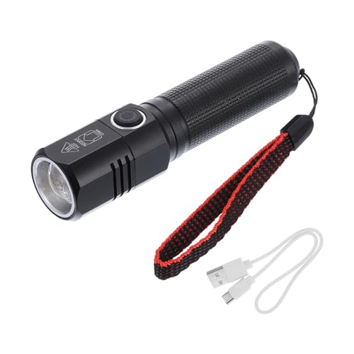 Lampe de poche LED extensible PATIKIL en aluminium noir rechargeable avec 3 modes