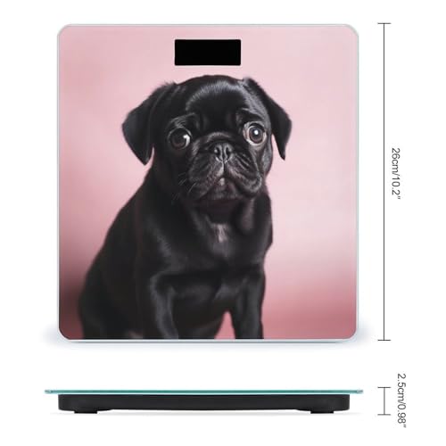 Báscula digital Cute Black Pug para baño y peso corporal miniatura 2