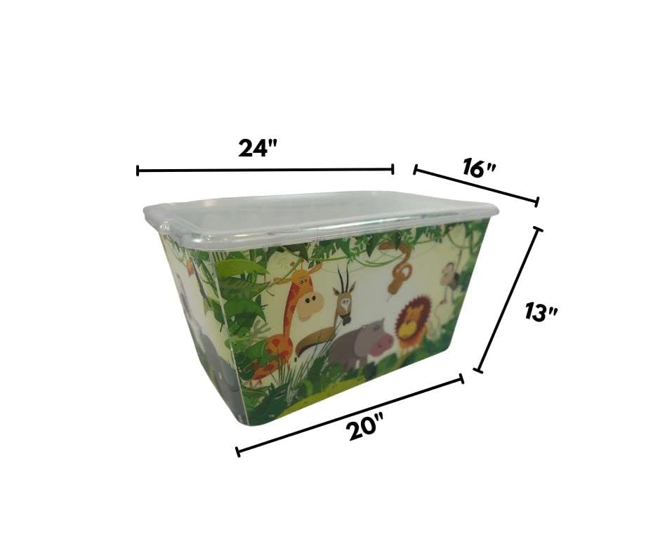 Image of SIMPLYKLEEN Storage Totes with Lids - Made in USA 14.5-Gallon (58-Quart) 4-Pack Storage Bins with Lids Plastic Storage Containers Large Storage Boxes for Organizer Jungle Animal /Clear