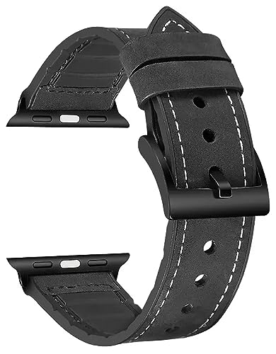 Image of AMIRITE ABS056 Silicone Faux Leather Belt Loop Watch Straps / Bands Compatible With Apple iWatch For Men Women Unisex, Replacement Strap 49mm 45mm 44mm 42mm For iWatch Series Ultra /8 /7 /6 /5 /4 /3 /2 /1 /SE /SE2【 👉 Only Strap for Apple iWatch ⌚ Watch NOT Included 】