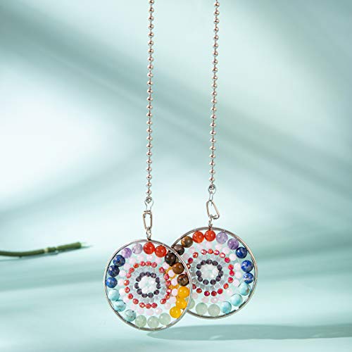 Image of LONGSHENG Mandala Beads Tree of Life Fan Pull Chain Fan Light Replacement Extender Pull Chain, Pack of 2