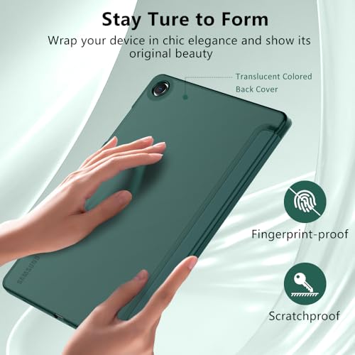 Image of MoKo Trifold Case for Galaxy Tab A9 Plus /A9+ 11 Inch 2023, Midnight Green | Slim Stand Hard PC Translucent Back Shell Smart Cover, Auto Sleep /Wake, Light, Anti-scratch, 2 Adjustable Angle