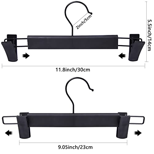 Image of NORTHERN BROTHERS Pants and Skirt Hangers with Adjustable Clips, 50 Pack, Slim Non-Slip Clip Hangers, 360 Degree Swivel Hook, Black