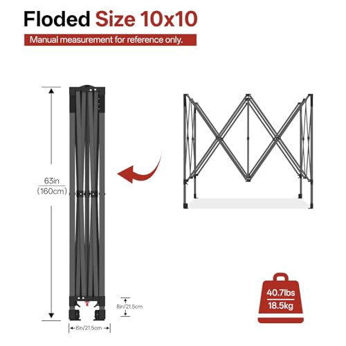 Image of ABCCANOPY Heavy Duty Easy Pop up Canopy Tent with Sidewalls 10x10, Dull Black