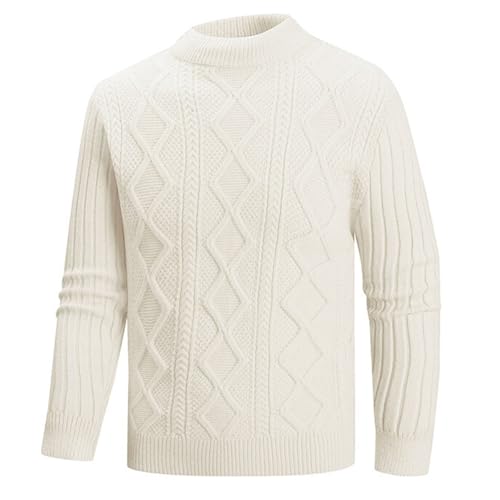 Men's Mock Neck Cable Knit Long Sleeve Sweater Tops Slim Fit Pullover Sweaters Cozy Fall Fashion Clothes