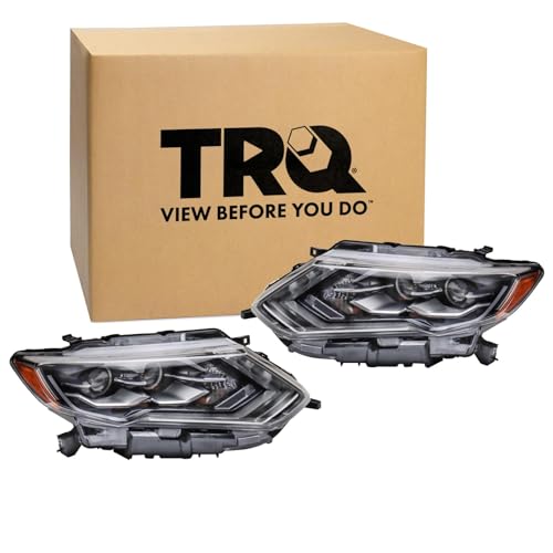 Image of TRQ 2 Piece Headlight Assembly Set LED Driver & Passenger Side Compatible with Nissan Rogue 2017-2018 NI2502256 NI2503256 260106FL6A 260606FL6A