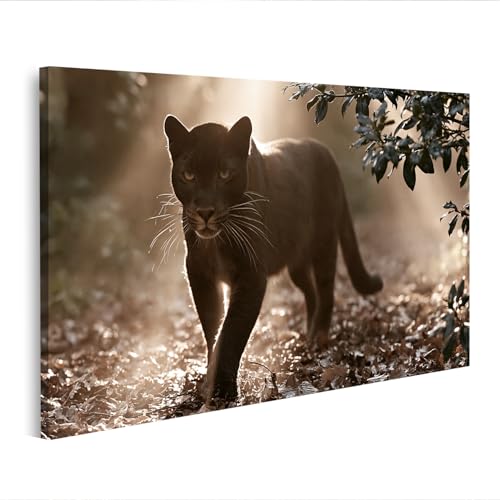 Panthère noire tableau salon moderne pour décoration nature sauvage