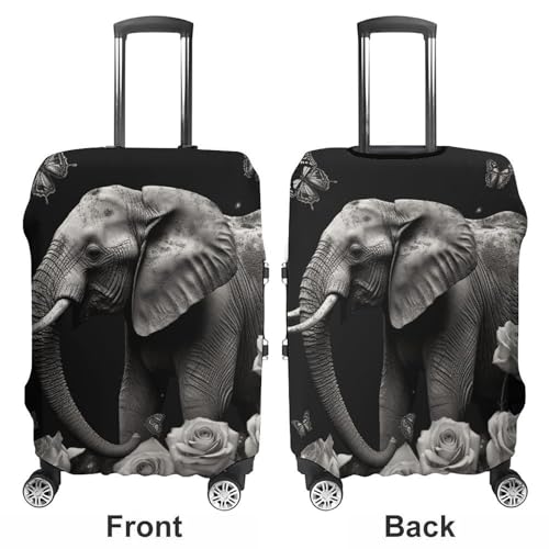 Elephant And Butterfly Luggage Cover Tsa Approved Suitcase Covers for Luggage Elastic Washable Suit Case Covers Anti-Scratch Travel Luggages Sleeve Suitcase Protector Fits 19-30 Inch Case(M)3