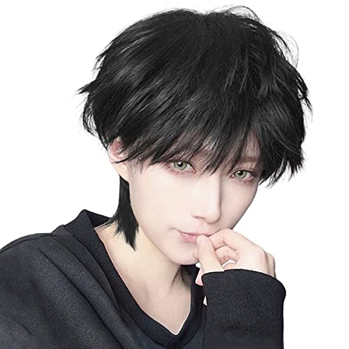 ORSUNCERウィッグ メンズ ショート 黒 かつら 男性 短髪 自然 イメチェン 変装 コスプレ ファッション 小顔 耐熱 人気 通勤 ハンサム ネット付き