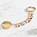 Someki Chain Ring for Women Gold Colorful Cubic Zirconia Dangle Ring Statement Boho Adjustable Fashion Wedding Rings Engagement Rings Anniversary Birthday Gifts for Women