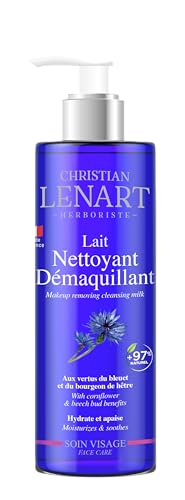 CHRISTIAN LENART – Lait Nettoyant Démaquillant aux vertus du bleuet et du bourgeon de hêtre 200 ml - 95% d'ingrédients d'origine Naturelle – Nettoie et Démaquille – Fabrication Française
