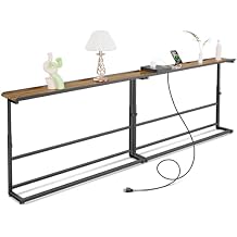 SENBOWE 78.8" Behind Couch Table with Power Outlets - Adjustable Height Narrow Long Sofa Table for Living Room, Skinny Console Table for Sofa with USB-C & AC Ports Space-Saving