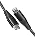 Produktbild USB C auf Lightning Kabel, 20cm lang, Nylon-umflochtenes Ladekabel für iPhone 11/11 Pro/11 Pro max/X/XS/XR/XS Max / 8, unterstützt Power Delivery,für Typ-C Ladegeräte, MFI Zertifiziert (Schwarz)