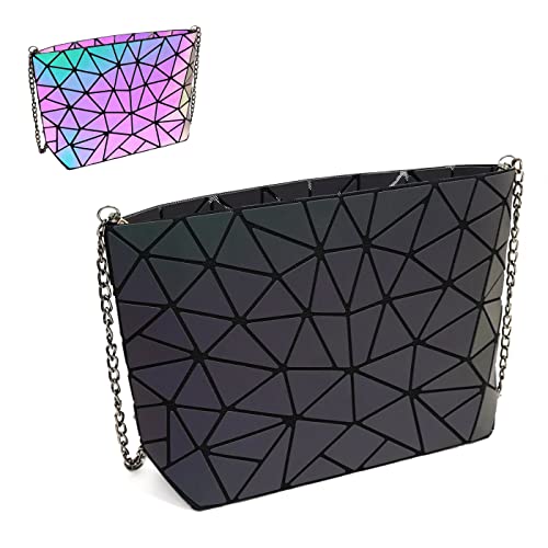 Geometric Purse for Women,Geometrics Luminous Purses Handbags and Holographic crossbody bag（Small）