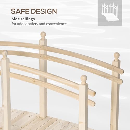 image for Aosom Outsunny 7.5' Wooden Arch Garden Bridge, Safety Rails for Backya