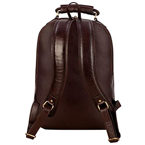 Image of RICHSIGN LEATHER ACCESSORIES Genuine Leather Laptop Backpack Bag For Men And Women, College, Office, Travel Use | 15.6 Inch Laptop Compartment