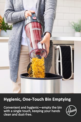 Hoover HU300 Upright Vacuum Cleaner, Multi-Cyclonic, Lightweight and Steerable for Carpet and Hard Floors, Washable Hepa H13 Filter, Onboard Accessories, Corded, 850w [HU300RHM] - Image 4