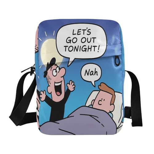 messenger bag shoulder bag men Womens Cross Body Purse Bags Adjustable Strap for Shopping Shopping- Lazy Night