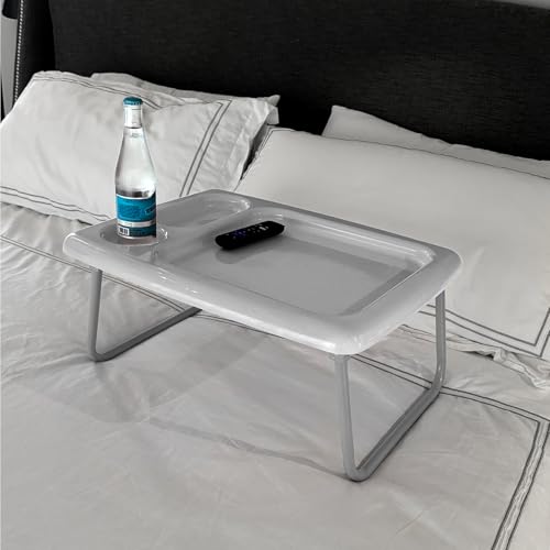 Image of Folding Bed and Lap Tray Table, Portable, Sturdy, Gray (Set of 2)