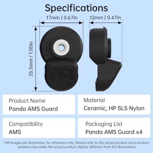 BIQU 4Pcs Panda AMS Guard, High-Hardness Ceramic Inlet for Bambu-Lab AMS Only, Upgrade 3D Printer Filament Feeder Parts Protect AMS Feed Inlet from Wear and Tear, Tool-Free Snap-in Install