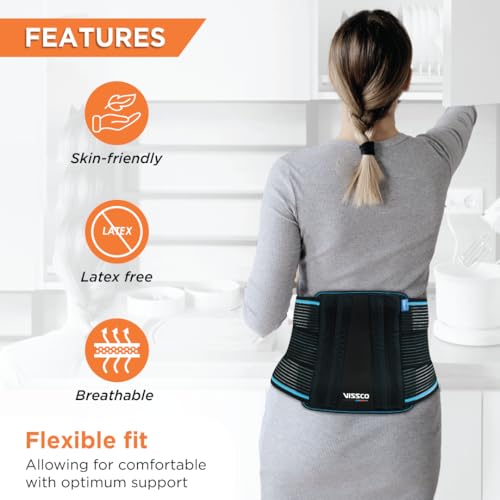 Image of Vissco Lumboset Advance Belt, Back Support for Back Pain Relief, Disc Herniation, Posture Correction, Ergonomic Design, Breathable & Skin Friendly Material for Men & Women- Large(Black)