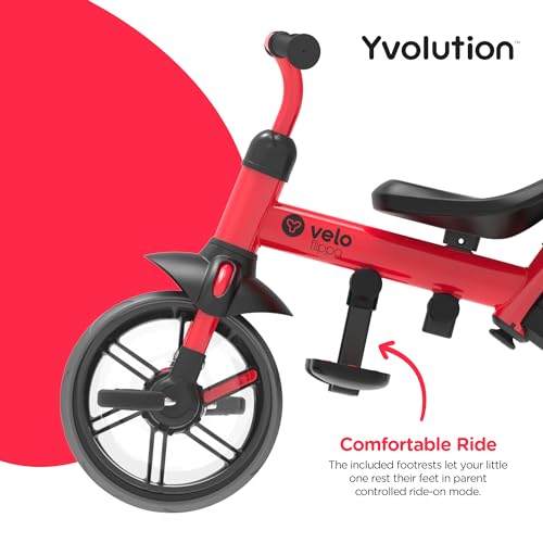 Yvolution 3 in 1 Toddler Trike Y Velo Flippa Push Tricycle Toddler Balance Bike with Parent Steering Push Handle for Boys Girls 2-5 Years Old - Thumbnail 3