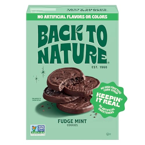 Back to Nature Fudge Mint Cookies, Plant-Based, Non-GMO, Made with Wheat Flour, Snack Happy, 5.5 oz Box