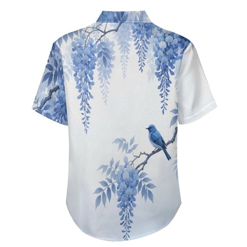 Chemise homme manches courtes imprimé oiseaux mode printemps