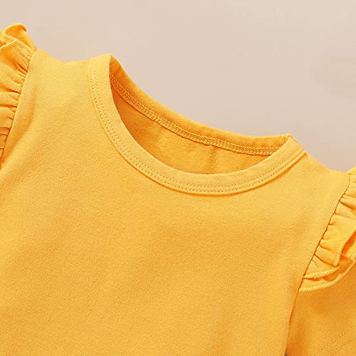 Patpat Baby Girl Clothes Short Sleeve T-Shirt Top And Bowknot Short Set Cute Baby Girl Outfits Yellow 3-6 Months #TOP4