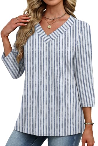 Image of XIEERDUO 3 /4 Length Sleeve Womens Tops V Neck T Shirts Summer Clothes Basic Blouses Dressy Casual 2026 Spring Outfits