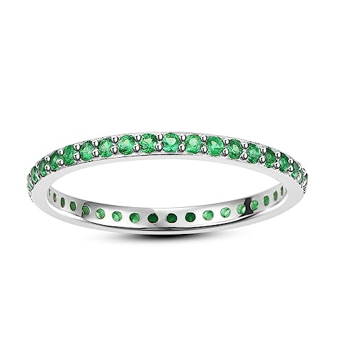 2mm/2.5mm Cubic Zirconia/Emerald/Sapphire Eternity Rings for Women Vintage Stackable Engagement Ring Cubic Zirconia Wedding Band Size 5-92