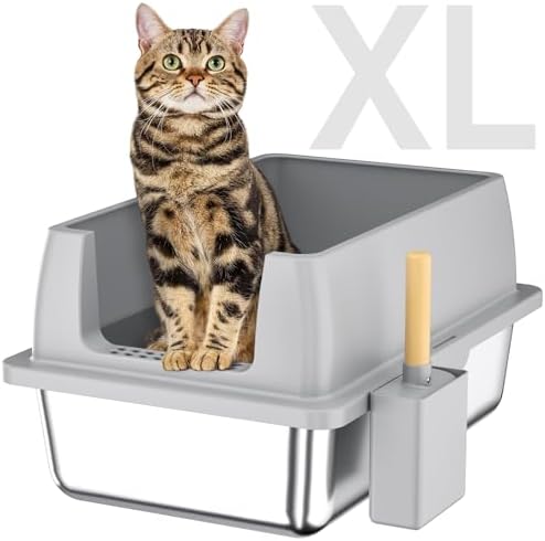 Litter Genie Stainless Steel Cat Litter Box With Lid, XL Extra