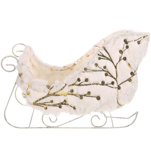 Nolitoy Christmas Santa Sleigh Metal Desk Top Decor Santa Sleigh Basket Decorative Container Candy Dish Bowl Server