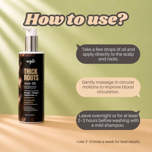 Image of Aegte Thick Roots Hair Oil With 20+ Ayurvedic Herbs | Natural DHT Blocker 100ml