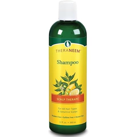 Thera Neem Scalp Therapy Shampoo, 12oz - Protects, Nourishes and Calms Sensitive Scalp with Organic Neem, Lemon and Peppermint Oils - Vegan and Cruelty Free - For Dry, Itchy Scalp Buildup Cover