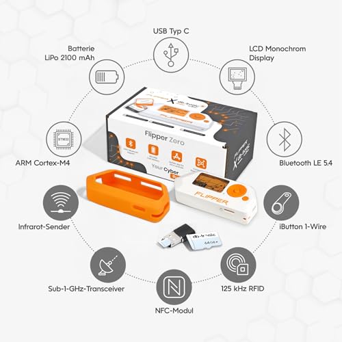 Image of Flipper Zero Set | Flipper Zero | Silicone Case | 64GB Memory Card | USB Card Reader | USB-C Cable | Instructions