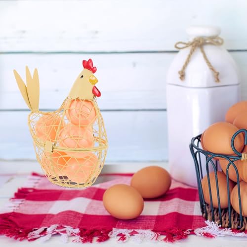 Cesta para huevos de hierro Beaupretty con acabado artesanal resistente para el hogar 5