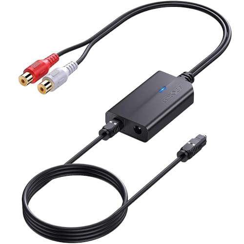AUTOUTLET Convertisseur SPDIF vers RCA Convertisseur 192khz Dac Toslink vers RCA pour Les TV HD Les Décodeurs Les Lecteurs DVD/Blu-Ray et Les Consoles de Jeux...