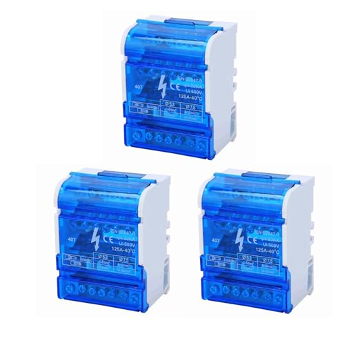 3 pièces Boîte de Distribution de Rail Din 125A/500V, 407 Boîte, 4 IN 24 OUT, Répartiteur Étagé Tétrapolaire, Boîte de Jonction à 4 Niveaux pour...