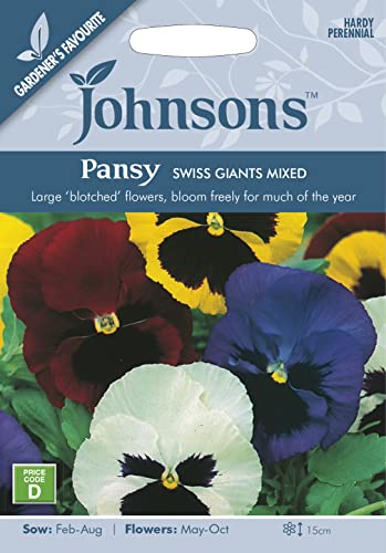 Johnsons 14587 Flower Seeds, Pansy Swiss Giants Mixed