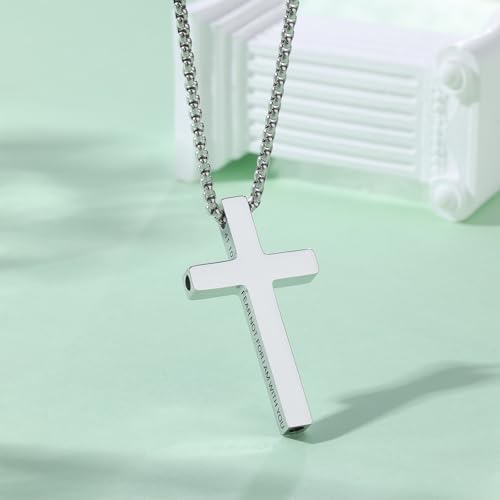 Cross Breathing Necklace for Women Men Quit Stop Smoking Stainless Steel Inspirational Bible Verse Anxiety Relief Mindfulness Jewelry for Stress Relief Christian Meditation Gift3