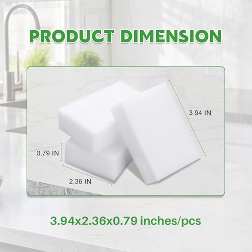 Image of Magic Melamine Sponge Eraser, GRS Certified 12 Pack Magic Cleaning Erasers in Bulk, No Scratch & Super Absorbent, Multi-Functional Melamine Foam Sponges for Bathroom Window Shoes Kitchen
