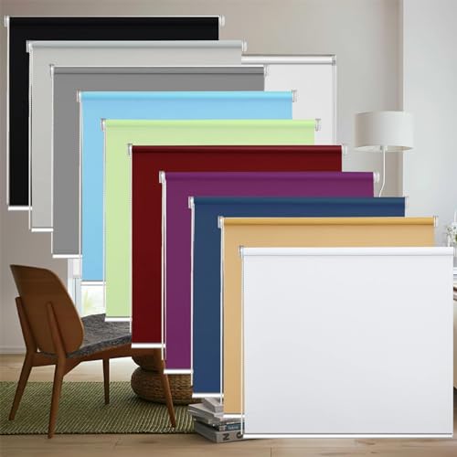 Straight Edge Dim-Out Roller Blind 30 x 160 cm Multiple Colours and Sizes Fabric Roller Blinds Plain Coloured Fittings Included for Window and Door, Black