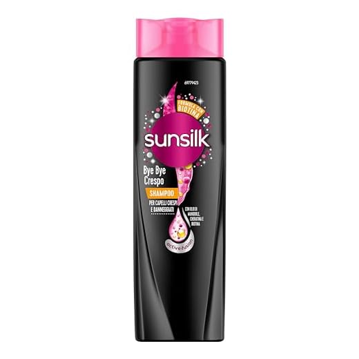Sunsilk, Shampoo Bye Bye Crespo, Shampoo per Capelli Crespi, Dona Capelli Morbidi, Visibilmente Sani e Luminosi, Formula Active Fusion Arricchita con Olio di Macadamia, Elastina e Biotina, 250 ml