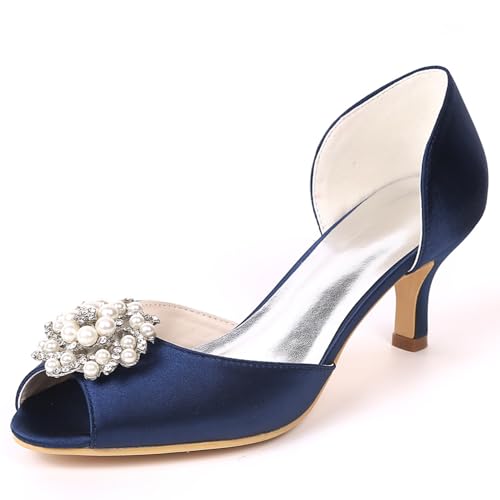 Escarpins à talons hauts en satin blanc avec strass perlés pour mariage